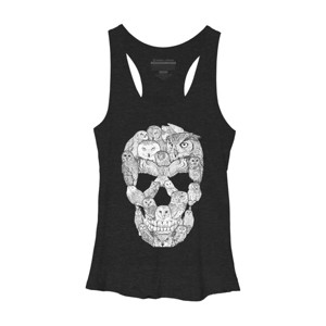 Women's Design By Humans Sketchy Owl Skull By Dinny Racerback Tank Top - 1 of 3