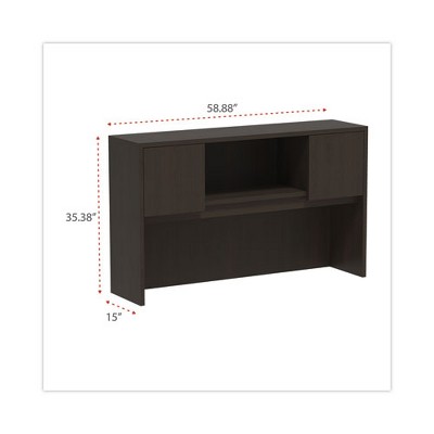 Espresso Woodgrain Laminate Desk Hutch with Doors and Compartments