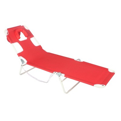 Face Down Beach Chaise Lounge - Red - Ostrich