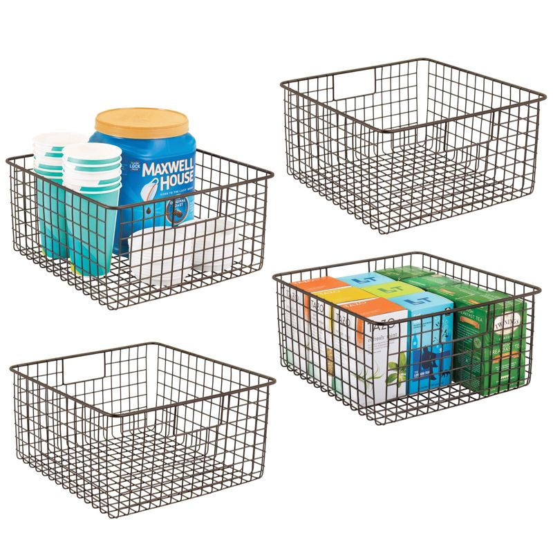 mDesign Metal Wire Food Organizer Basket with Built-In Handles - 12 x 12 x 6, 1 of 6