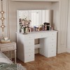 Famapy 43"W Large Vanity Table 9-Drawer Vanity Set with Crystal Pulls and Versatile Mirror Lighting - image 2 of 4