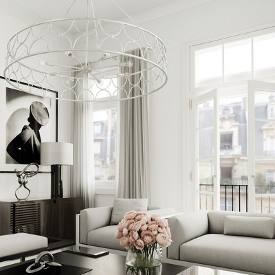 Winter White Ricci 8-Light Drum Chandelier with Incandescent Bulbs