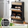 CuisinSmart Shoe Storage Cabinet with 2 Flip Drawers & Drawer, Narrow Shoe Rack for Entryway, Black+Oak - 4 of 4