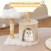 Tangkula Cute Solid Wood Cat Tree Natural Branch Modern Flower Cat Tower w/Soft Long - 4 of 4