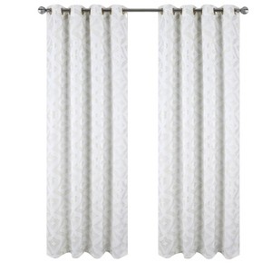 RT Designer Collection Heathrow Halo Foil Blackout Luxurious Decorative Grommet Curtain Panel 54" x 90" White - 1 of 4