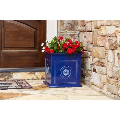 Navy Ceramic Square Outdoor/Indoor Planter, 18.25"