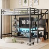 Full Size Metal Loft Bed with TV Cabinet, Staircase and Wardrobe - 4 of 4