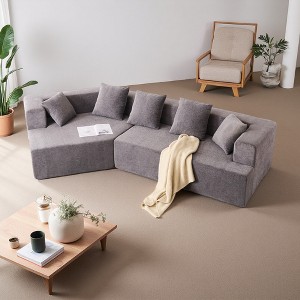 130" Deep Seat Memory Foam Sectional Sofa with 5 Pillows - 1 of 4