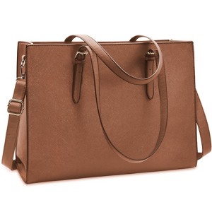 Laptop Bag for Women Waterproof Lightweight Leather 15.6 Inch Computer Tote Bag - 1 of 4