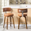 Bekrvio 26" Swivel Counter Height Bar Stools, Faux Leather Upholstered with Back, Walnut Wood Legs, Mid Century Kitchen Island Counter Chairs - 2 of 4