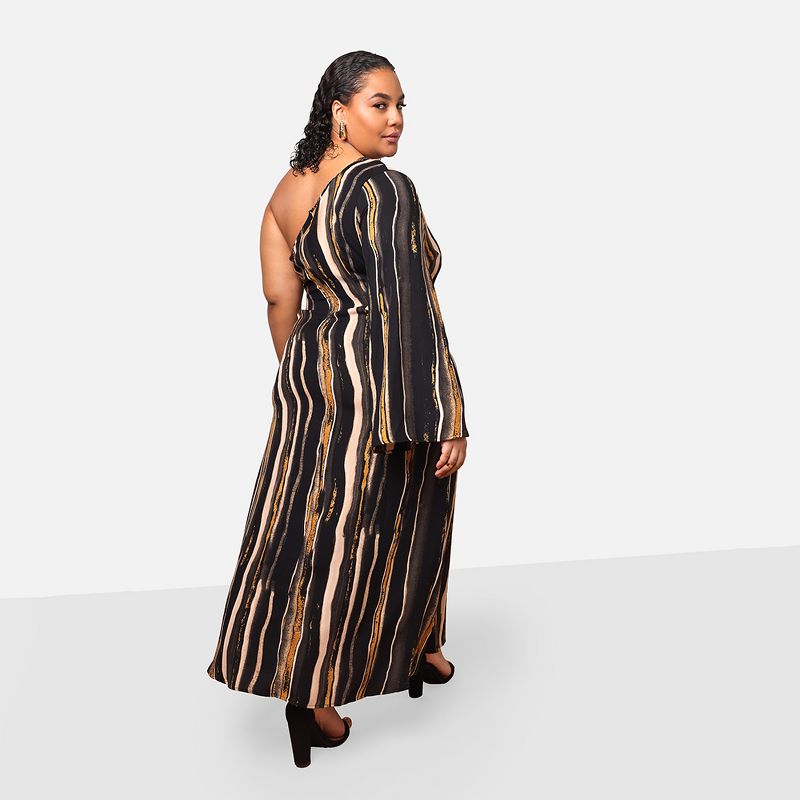 Rebdolls Women's Esperanza Stripe Print Maxi Kaftan Dress, 3 of 4