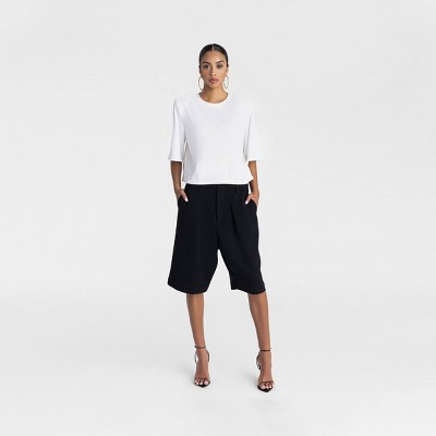 KBB by KAHLANA Women's Mid-Rise 'The Bermuda Shorts' - Black