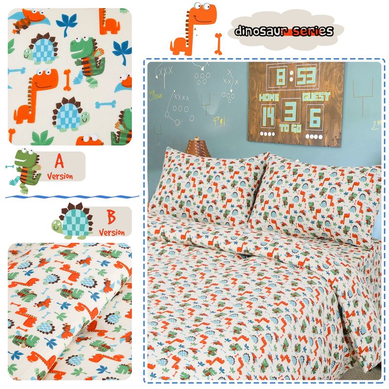 PiccoCasa Kids Polyester Small Dinosaur Pattern Bedding Set 5 Pieces, 4 of 8
