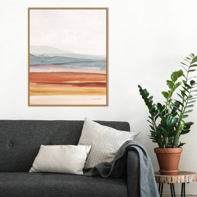 Sierra Hills Abstract Nature Canvas Art with Maple Frame