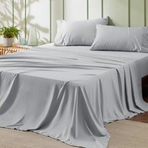 Bedsure | 3/4 Pcs Solid Embossed Soft Sheet & Pillowcase Bedding Set - 1 of 4