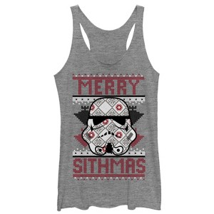 Women's Star Wars Christmas Merry Sithmas Racerback Tank Top - 1 of 3