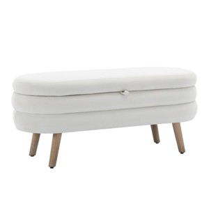 GlasFlength Ottomans and Benches Storage Ottoman Bench Upholstered Tufted Bench Bed Bench Ottomans for Room, White, 16.93"*44.88"*18.7" - 1 of 4