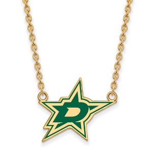 Black Bow Jewelry 14k Yellow Gold Plated Sterling Silver Dallas Stars NHL Necklace 18 Inch - 1 of 4