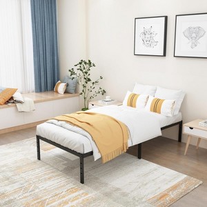 Heavy Duty Metal Platform Twin Bed Frame 74.6"L x 37.5"W x 18"H 2000lbs Capacity Underbed Storage Easy Assembly Black Finish No Box Spring Required - 1 of 4