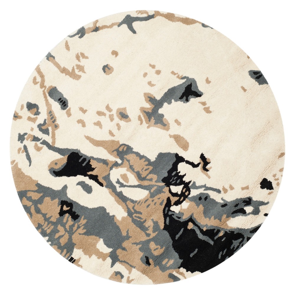 5' Splatter Round Area Rug Ivory - Safavieh