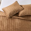 Isla Jade Twin/Twin Extra Long Stitch Velvet Quilt Bedding Set Cognac - 3 of 4