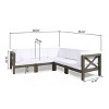 Christopher Knight Home Brava Outdoor Acacia Wood 5 Seater Sectional Sofa Set with Cushions - 3 of 4