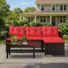 EROMMY 3 Piece Outdoor Patio Furniture Set, All-Weather PE Rattan Sofa Set With Glass Table & Cushions, Perfect For Garden, Poolside, Yard - 2 of 4