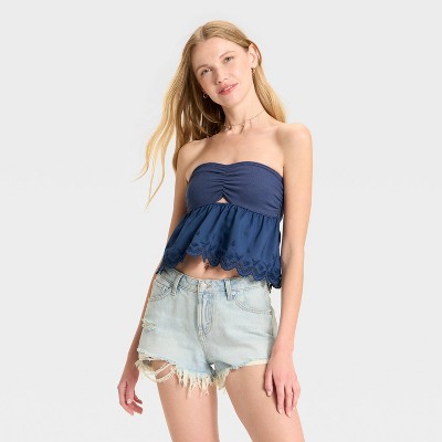 Women's Knit Woven Twist Tube Top - Wild Fable™