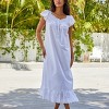 ADR Women's Cotton Nightgown, Short Sleeve Lace Trimmed Button Up Long Vintage Night Dress Gown - 2 of 4