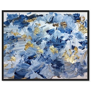 Art Remedy Gold over Blue Blue Abstract Wall Art Framed - 1 of 4