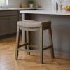 HomeRoots 26" Gray and Cool Gray Faux Leather and Solid Wood Backless Counter Height Bar Chair - 2 of 4