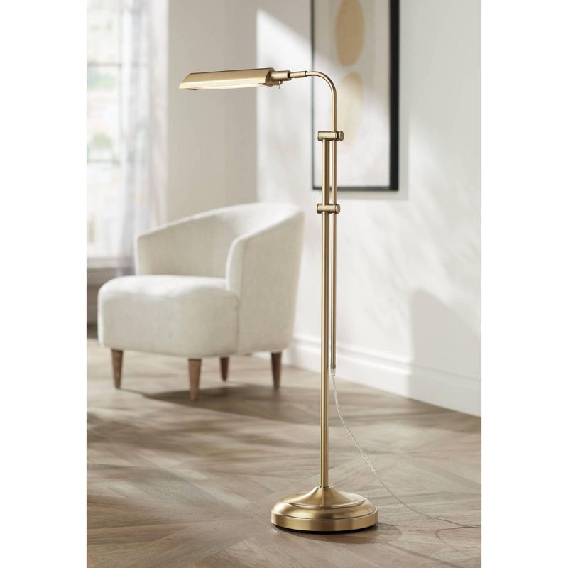 360 Lighting Culver Traditional Pharmacy Floor Lamp Standing 57" Tall Plated Aged Brass LED Adjustable Metal Shade for Living Room Reading Bedroo, 2 of 10
