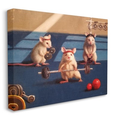Stupell Industries Mice Lifting Weights Animal Gym Rat Humor