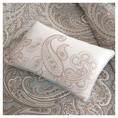 King Blue Cotton Paisley Quilt Set with Shams