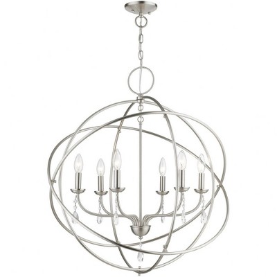 Aria Brushed Nickel 6-Light Crystal Globe Chandelier