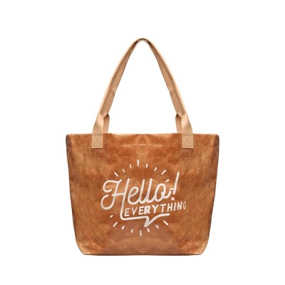 MaseiKar Eco Chic Kraft Paper Tote Bag with Reinforced PVC Coating Stylish Durable Shoulder Bag for Women Fashionable Everyday Essential