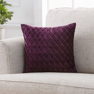 Chanasya Gem Pleated Textured Velvet Throw Pillow Cover - 2-Piece Set - 1 of 2