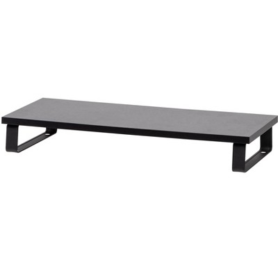 Black Metal and Wood 1-Tier Computer Monitor Stand
