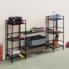 Breighton Home 32.5" Xtra Storage 3 Tier Folding Metal Shelves with Set of 2 Deluxe Extension Shelves in Black - 2 of 4