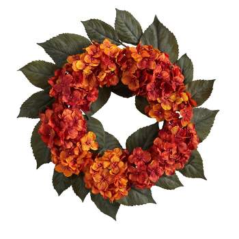 Nearly Natural 20” Autumn Hydrangea Artificial Wreath