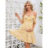 BLUEMING Maternity Cold Shoulder Sundress Flouce Highwaist Midi Dress Floral Summer Dress - 4 of 4