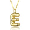 Kids' 14K gold plated necklace with white swarovski crystal initial pendant in bubble letter design - 3 of 3