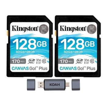 Kingston 128GB SDXC Canvas Memory Card (2-Pack) with Dual Slot SD Card Reader