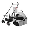 Racxily Foldable Pet Stroller with Weather Cover, 4 Wheels Pet Strolling Cart for Small/Medium Dogs and Cats with Removable Liner Storage Basket - 2 of 4