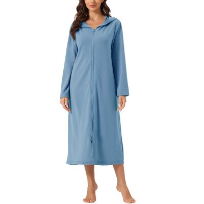 cheibear Women's Zip Up Sweatshirt Robe Hooded Long House Coat Bathrobe Fall Winter