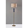 Glass Delilah Floor Lamp Antique Brass/Blue - Adesso: Woven Shade, 3-Way Switch, UL Listed - 2 of 4