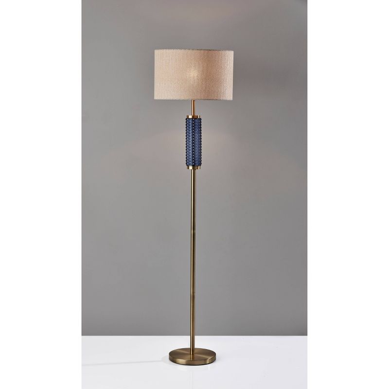 Glass Delilah Floor Lamp Antique Brass/Blue - Adesso, 3 of 9