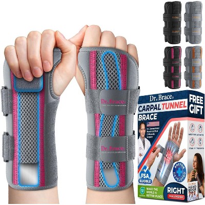 DR. BRACE Adjustable Wrist Brace Night Support for Carpal Tunnel, Double Splint & Therapeutic Cushion, Hand Brace For Pain Relief, Injuries, Sprains