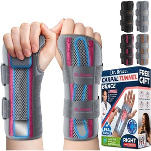DR. BRACE Adjustable Wrist Brace Night Support for Carpal Tunnel, Double Splint & Therapeutic Cushion, Hand Brace For Pain Relief, Injuries, Sprains - 1 of 4