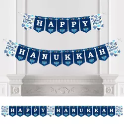 Big Dot of Happiness Hanukkah Menorah - Chanukah Holiday Party Bunting Banner - Party Decorations - Happy Hanukkah
